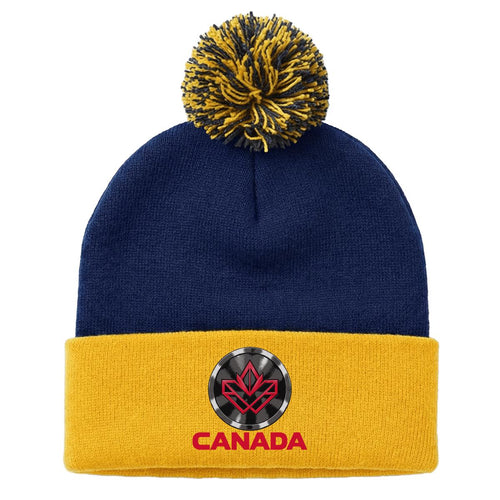 CANADA Geometric Emblem Pom-Pom Toque GOLD & BLUE