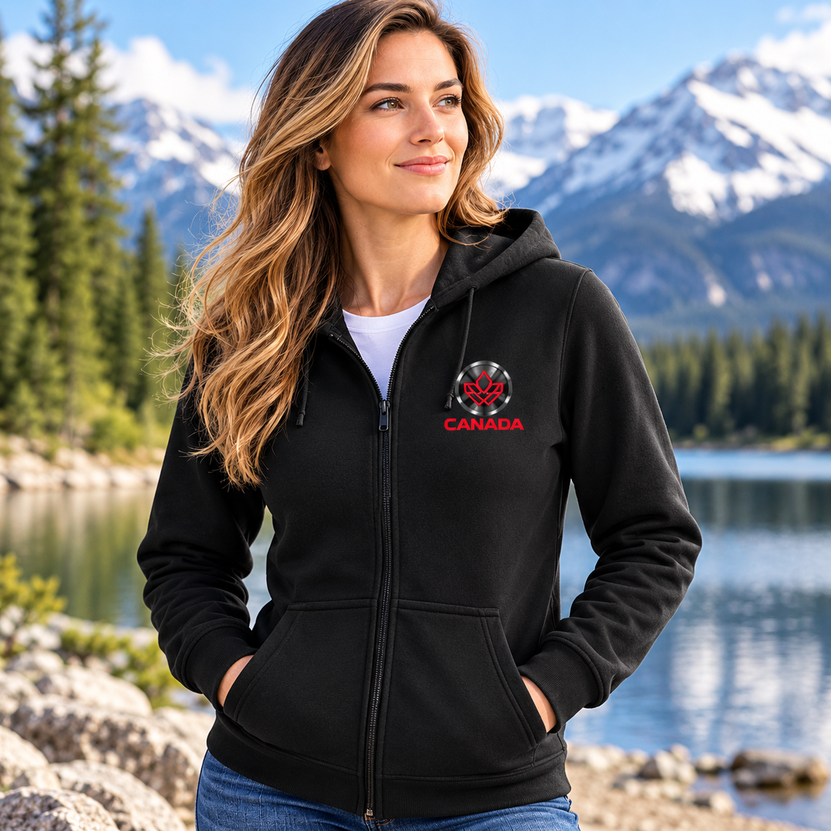 Modern Canada Ladies Zip Hoodie Cypress Creek