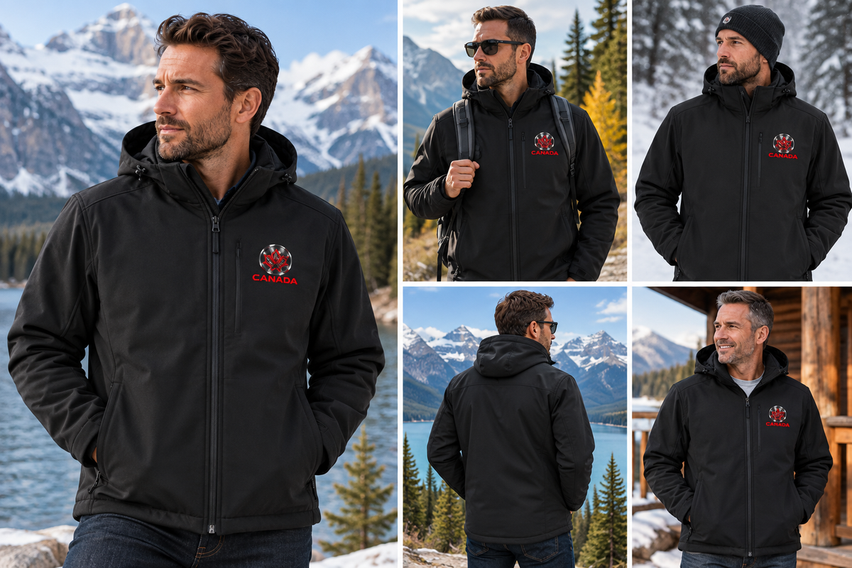 Mens CANADA Modern Insulated Softshell Jacket Detachable Hood
