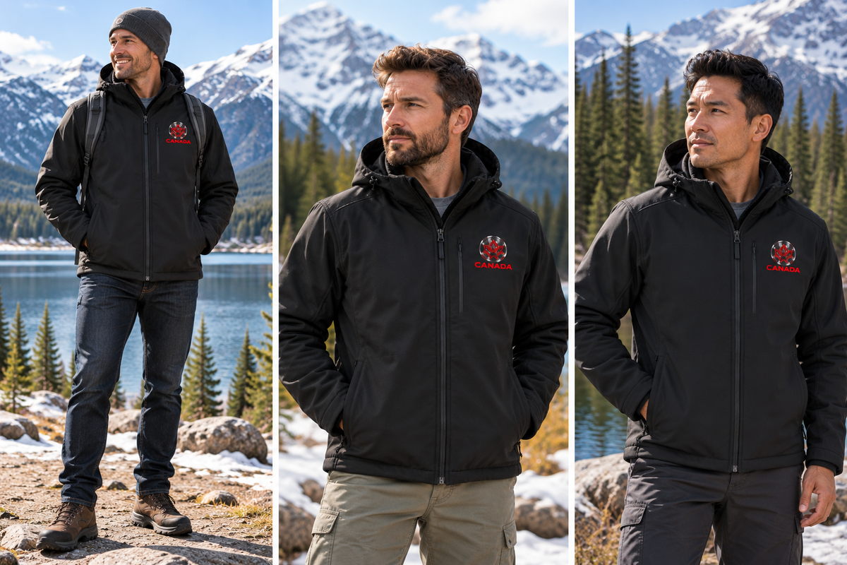 Mens CANADA Modern Insulated Softshell Jacket Detachable Hood