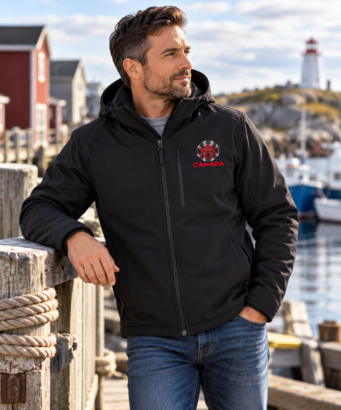 Mens CANADA Modern Insulated Softshell Jacket Detachable Hood
