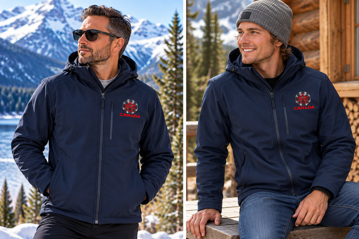 Mens CANADA Modern Insulated Softshell Jacket Detachable Hood